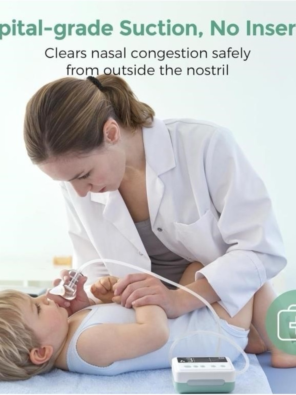 NWT Momcozy Electric Baby Nasal Aspirator | Hospital Grade Suction |White & Mint - Picture 8 of 10